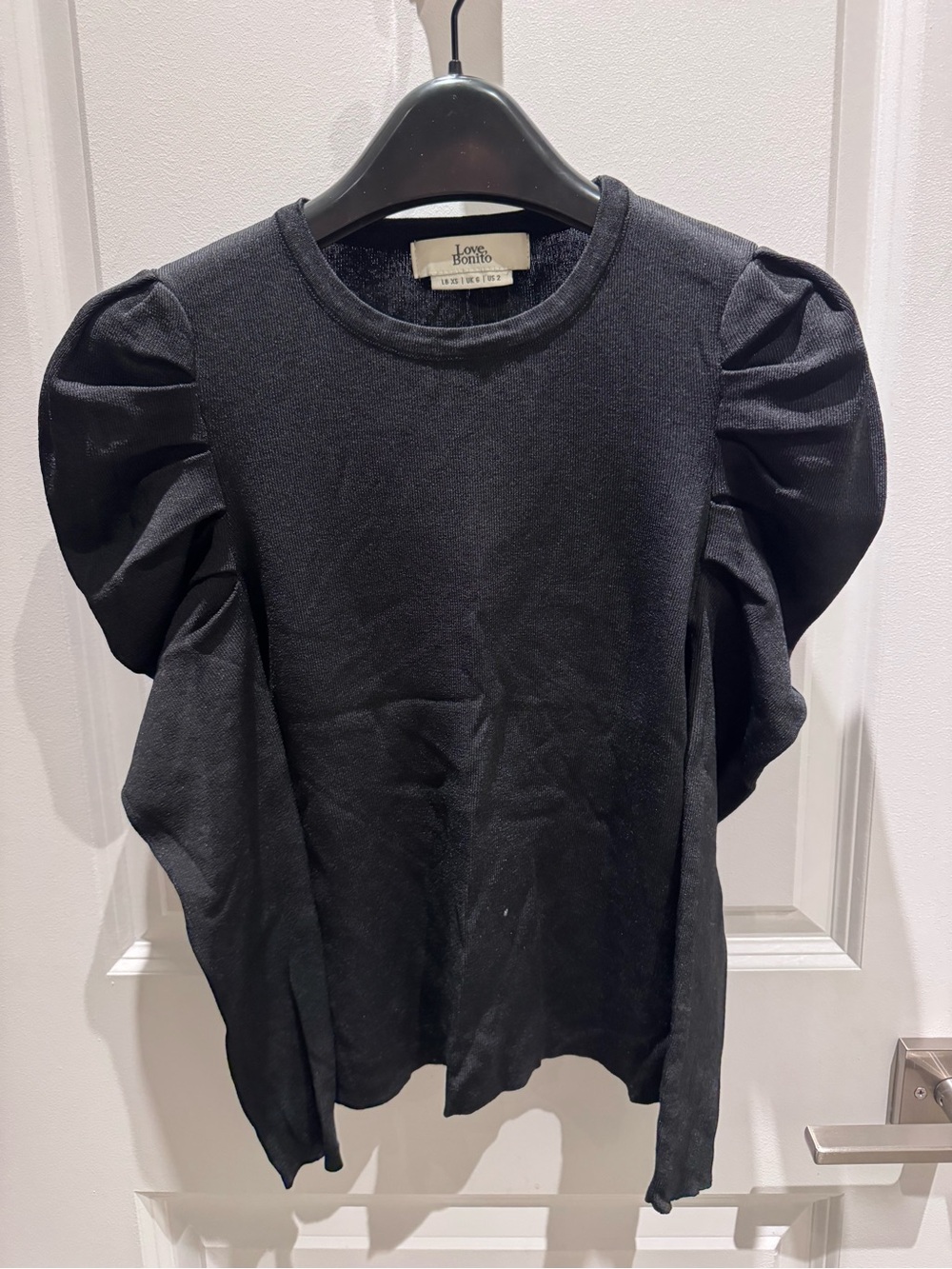 Love Bonito Black Puff-Sleeve Sweatshirt